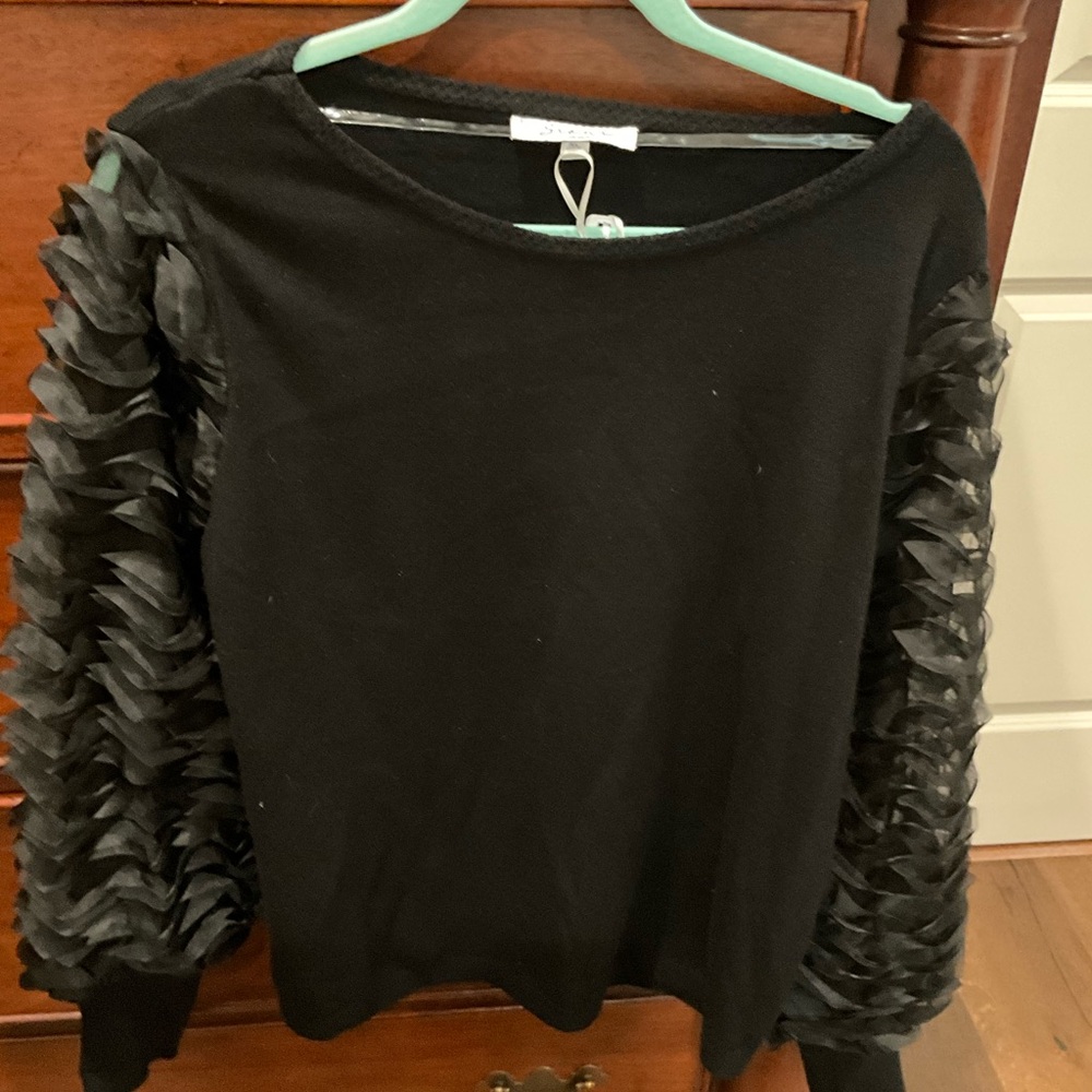 COPY - New with tags black dressy top with detailed long sleeves!
